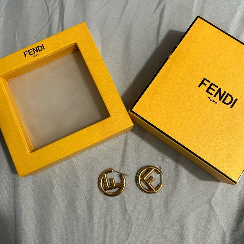 Small gold fendi hoop earrings